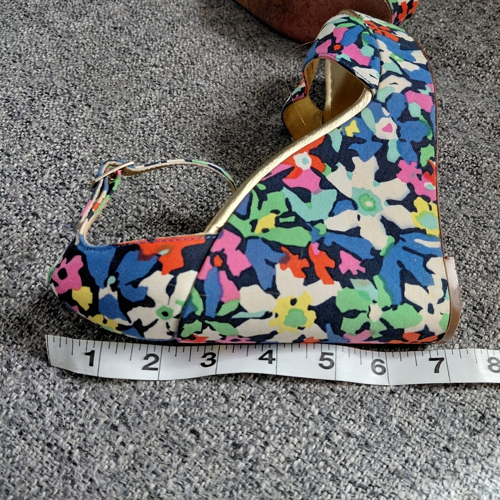 Kate Spade Floral Multicolor Dabney Wedge Heel Ankle Strap Sandals Size 7 - Picture 9 of 9